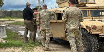 Gov. Holcomb and Indiana Adjutant General returned to Indianapolis concluding a visit to Camp Simba in Kenya where they shared a Thanksgiving meal with Hoosier National Guard soldiers