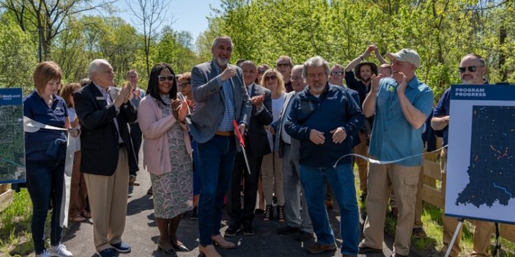 Gov. Holcomb joined the Indiana Department of Natural Resources, the town of Merrillville, and the Lake County Parks and Recreation Department to celebrate the official opening of the recently completed C&O Trail