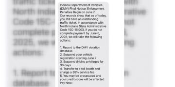 Scam Texts Threaten Indiana Drivers with Fake Traffic Ticket Penalties