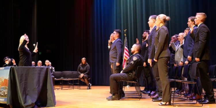 Evansville Police Department recognizes promotions, honors service, and swears in new officers